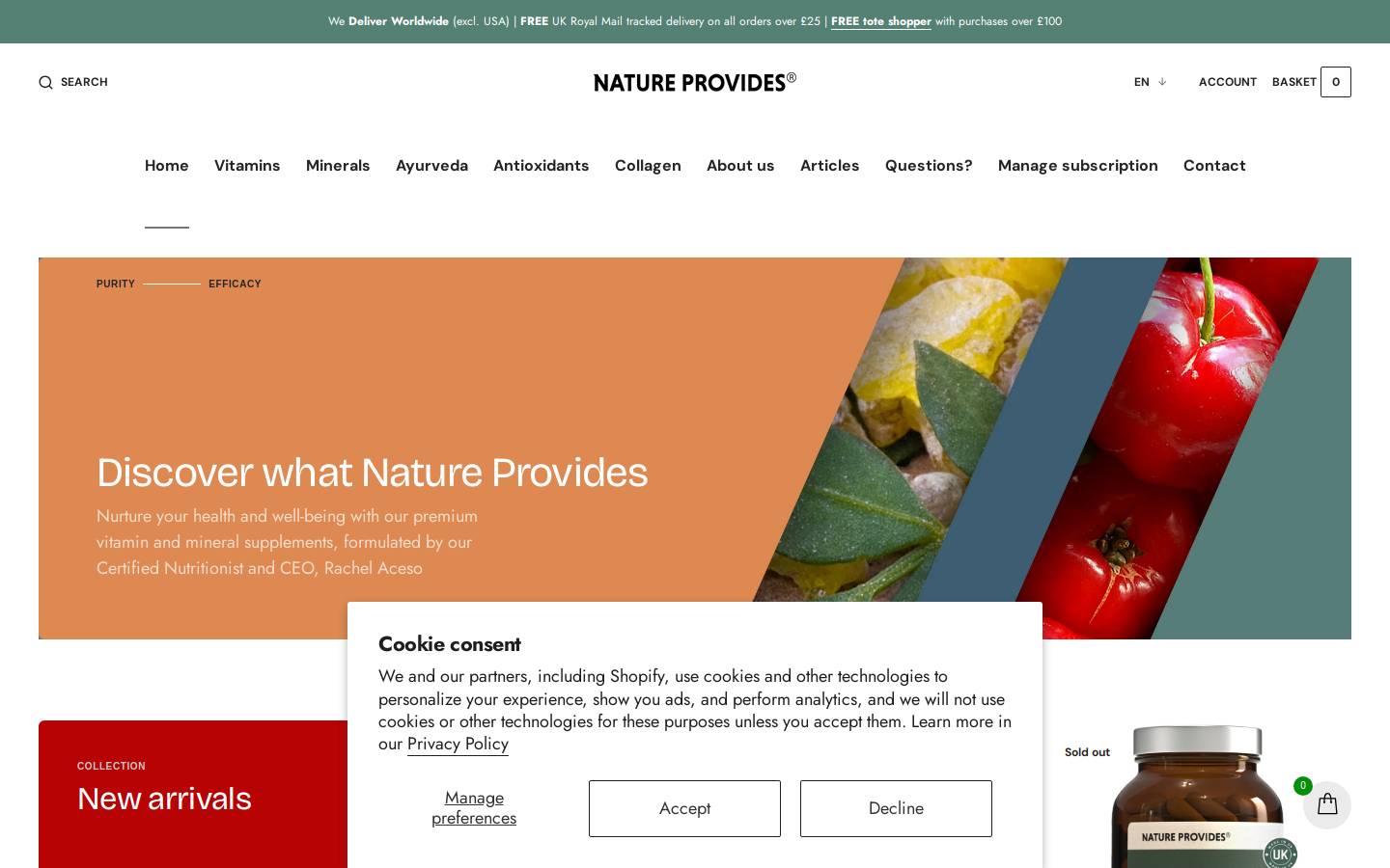 Nature Provides homepage screenshot