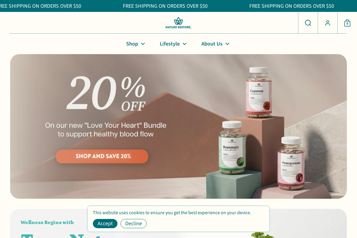 Nature Restore homepage screenshot