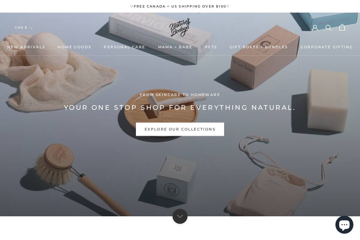 naturesbodega.com homepage screenshot