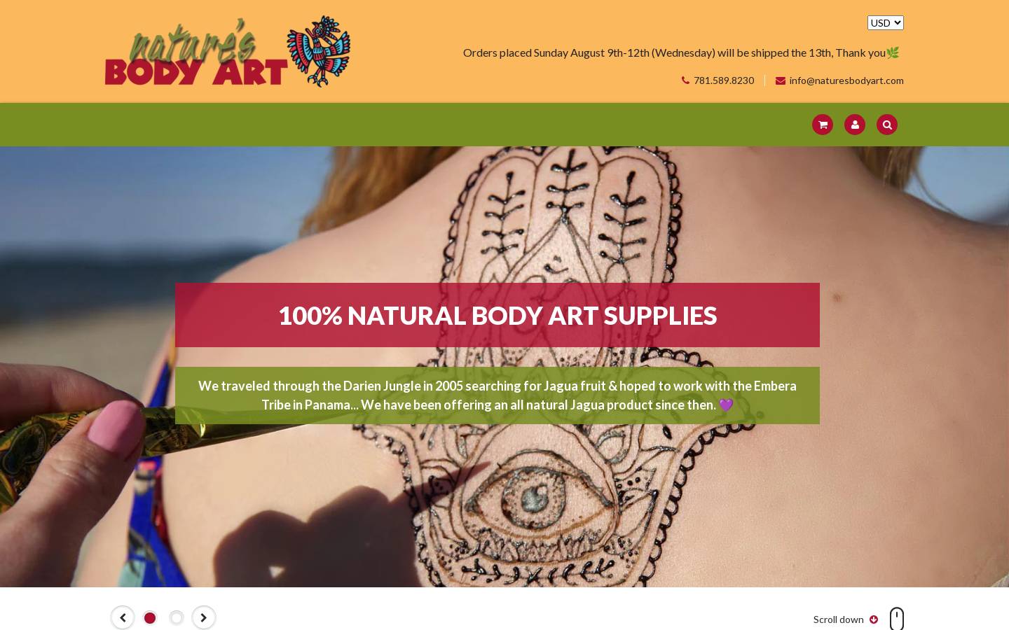 naturesbodyart.com homepage screenshot
