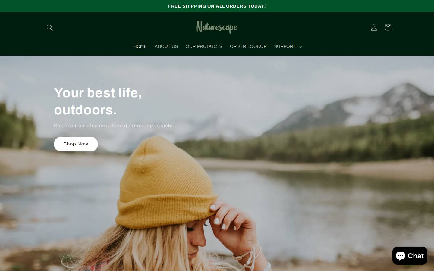 naturescapestore.com homepage screenshot
