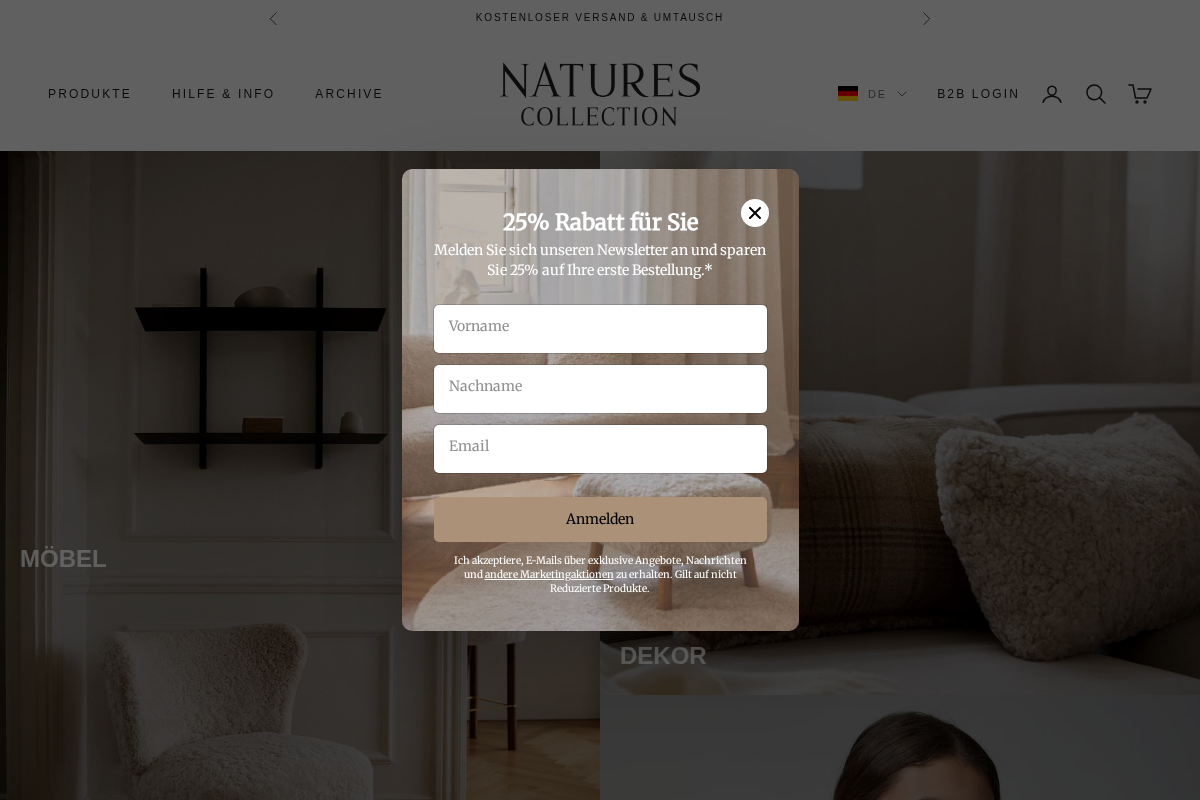 Naturescollection.de homepage screenshot
