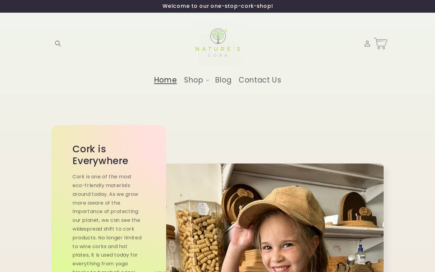 naturescork.com homepage screenshot
