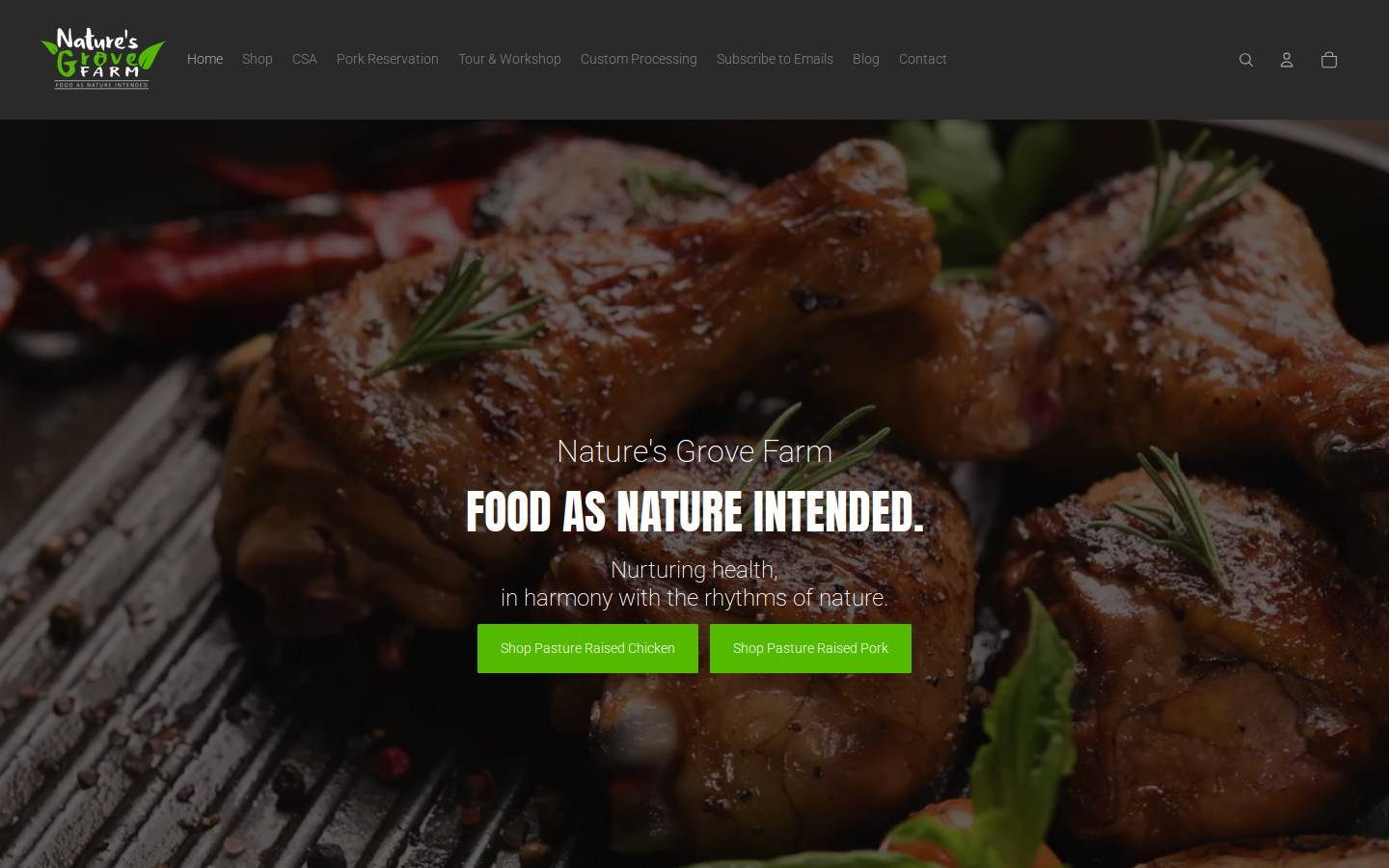 naturesgrovefarm.com homepage screenshot