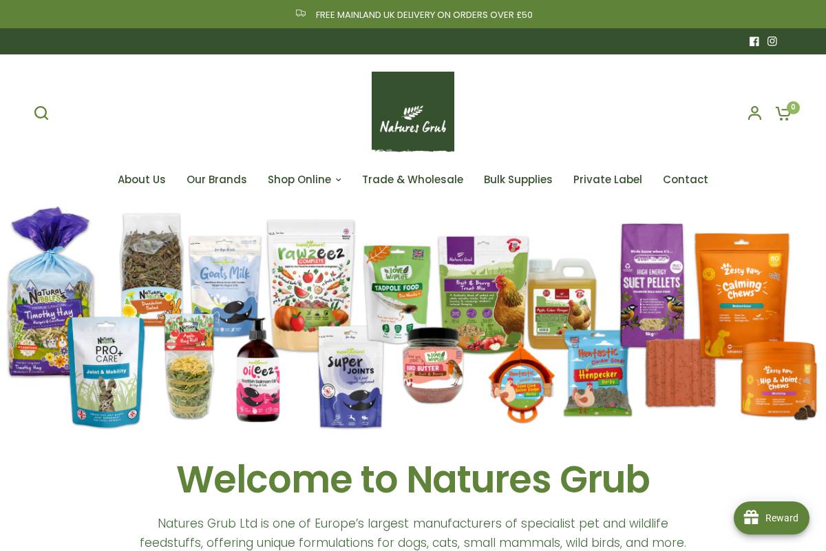 Natures Grub homepage screenshot