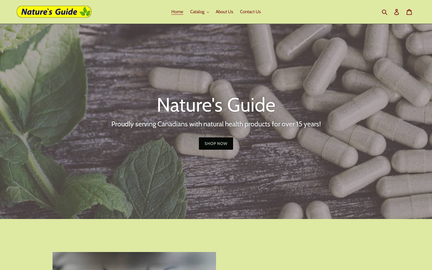 naturesguideshop.ca homepage screenshot