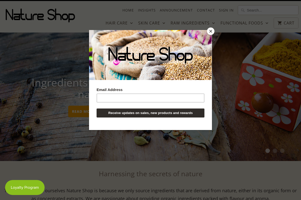 Natureshop homepage screenshot