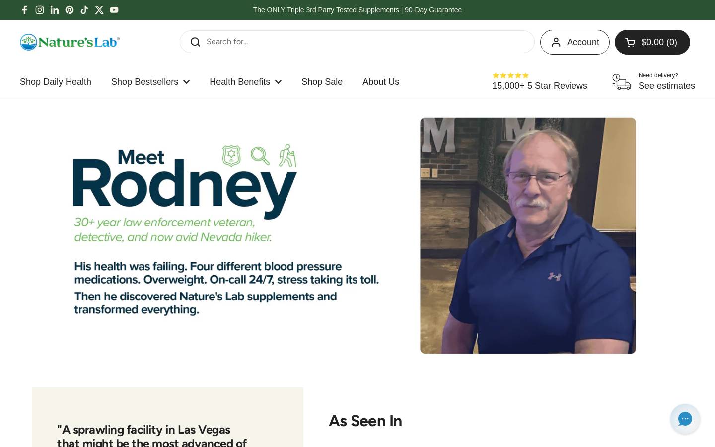 Nature's Lab homepage screenshot