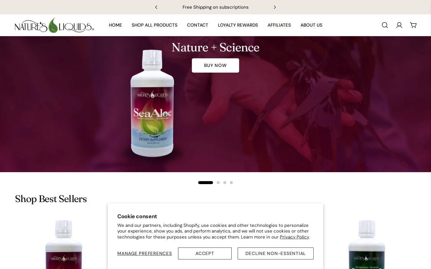 naturesliquids.com homepage screenshot