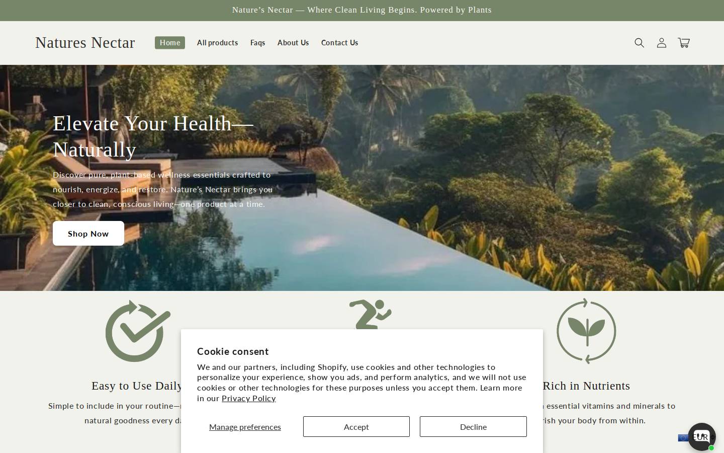 naturesnectar.biz homepage screenshot
