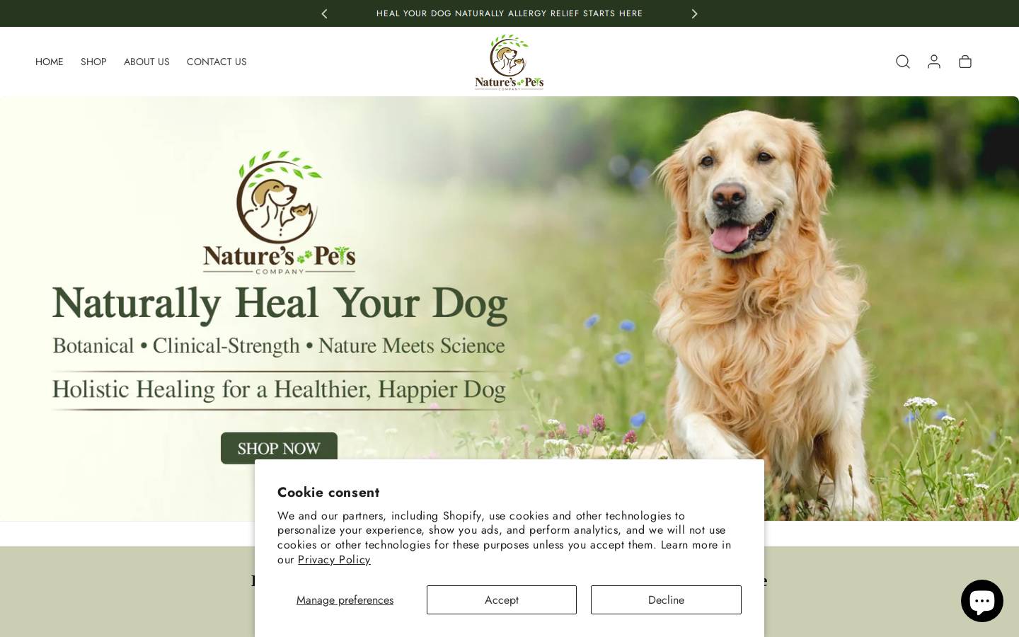 naturespetscompany.com homepage screenshot