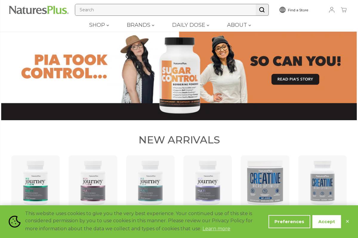 NaturesPlus homepage screenshot