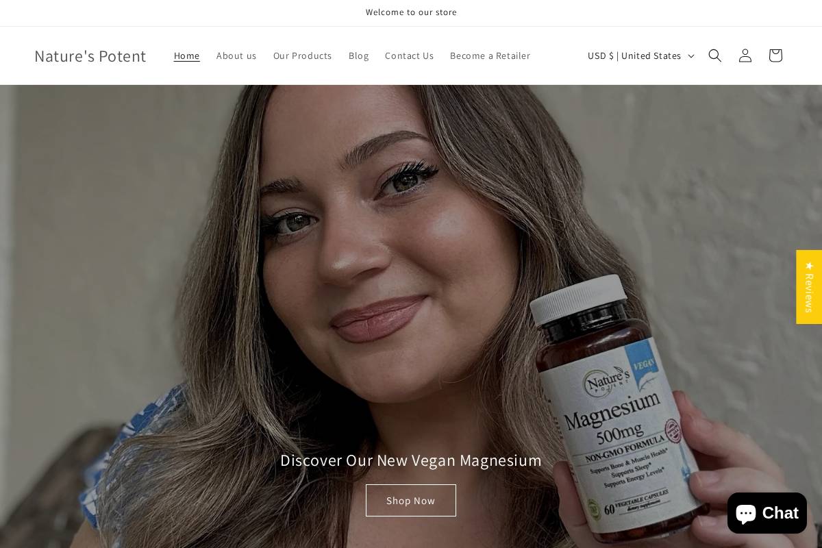 naturespotent.com homepage screenshot