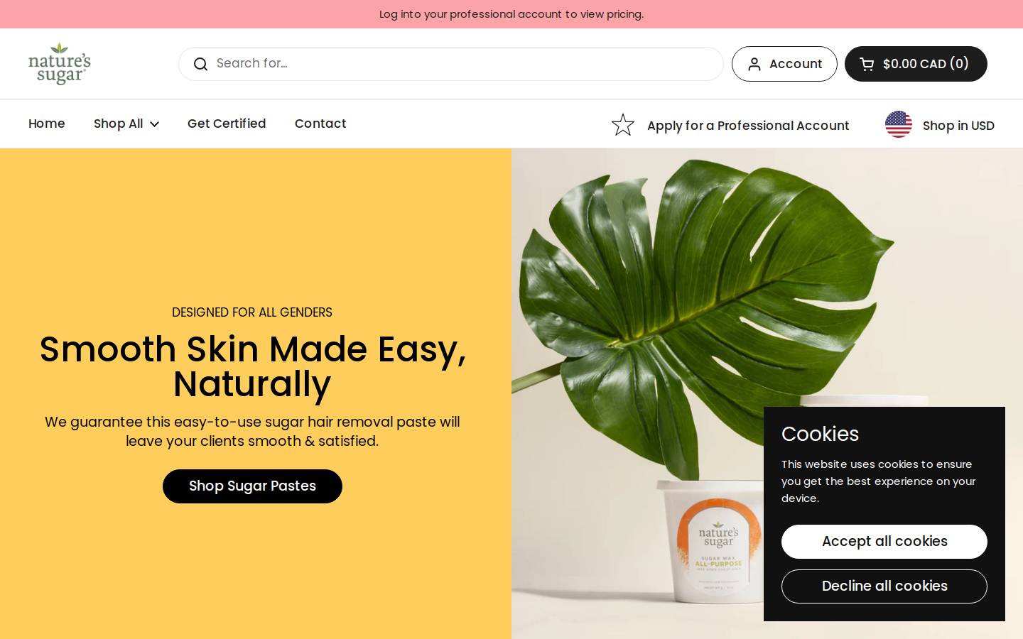 naturessugarwax.ca homepage screenshot