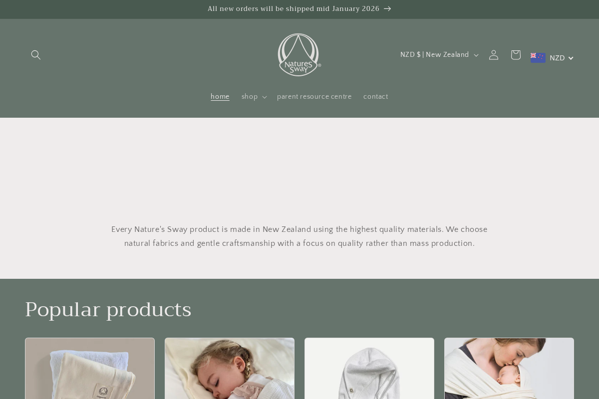 Nature's Sway homepage screenshot