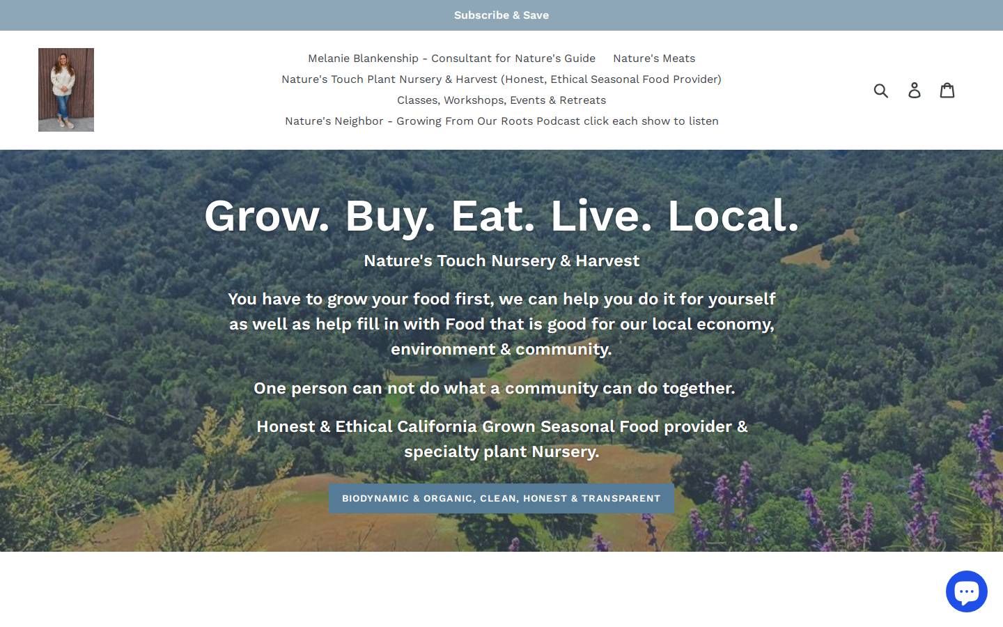 naturestouchnurseryandharvest.store homepage screenshot
