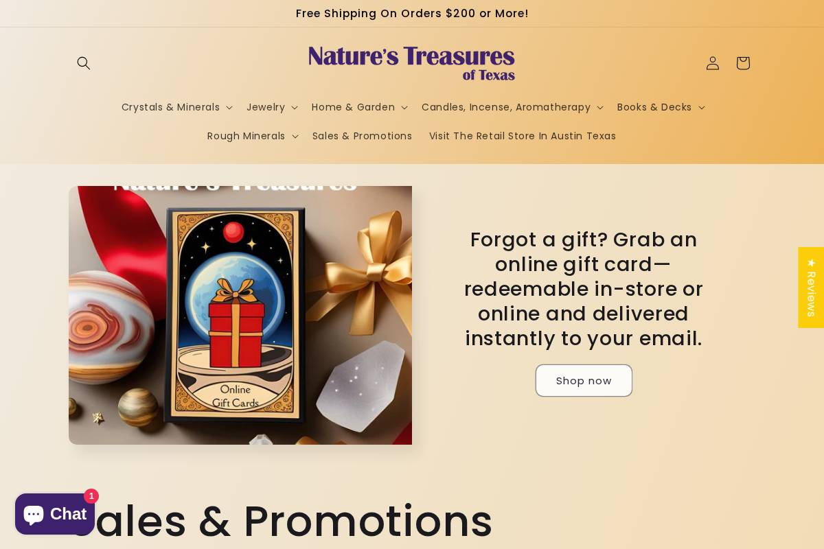 naturestreasuresatx.com homepage screenshot