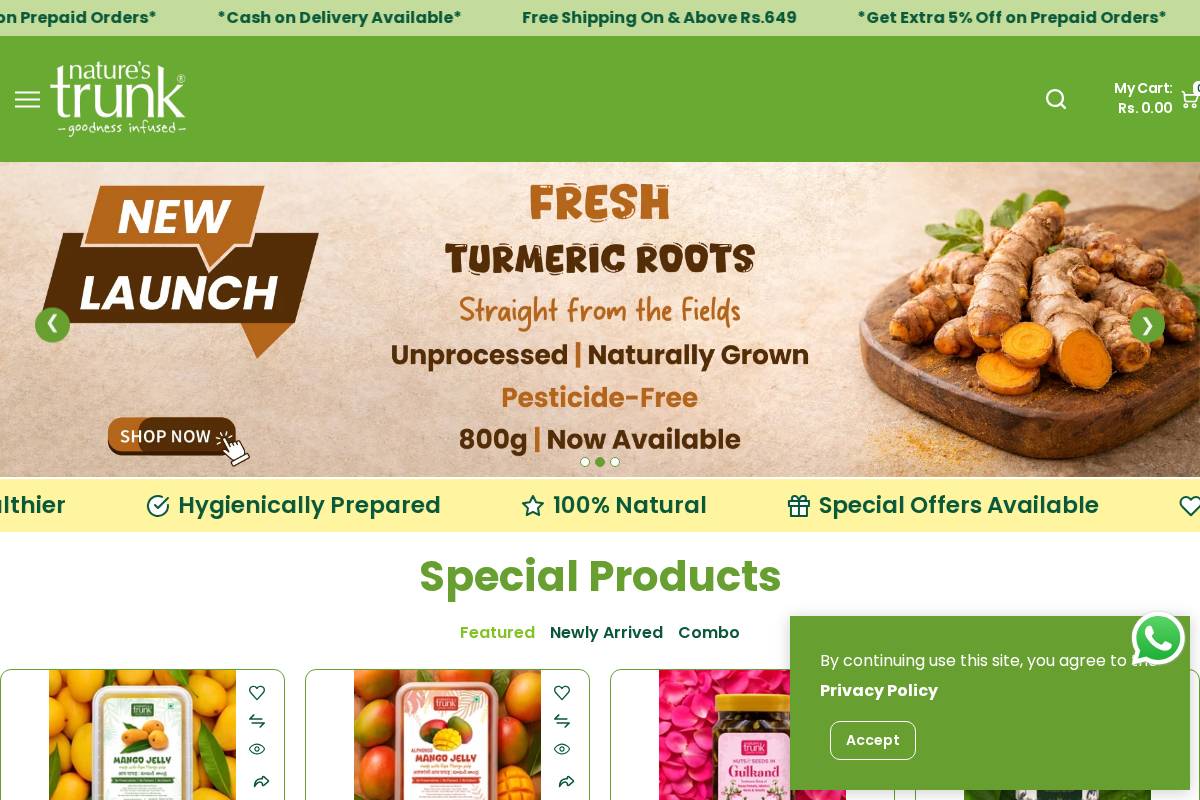 Nature's Trunk homepage screenshot
