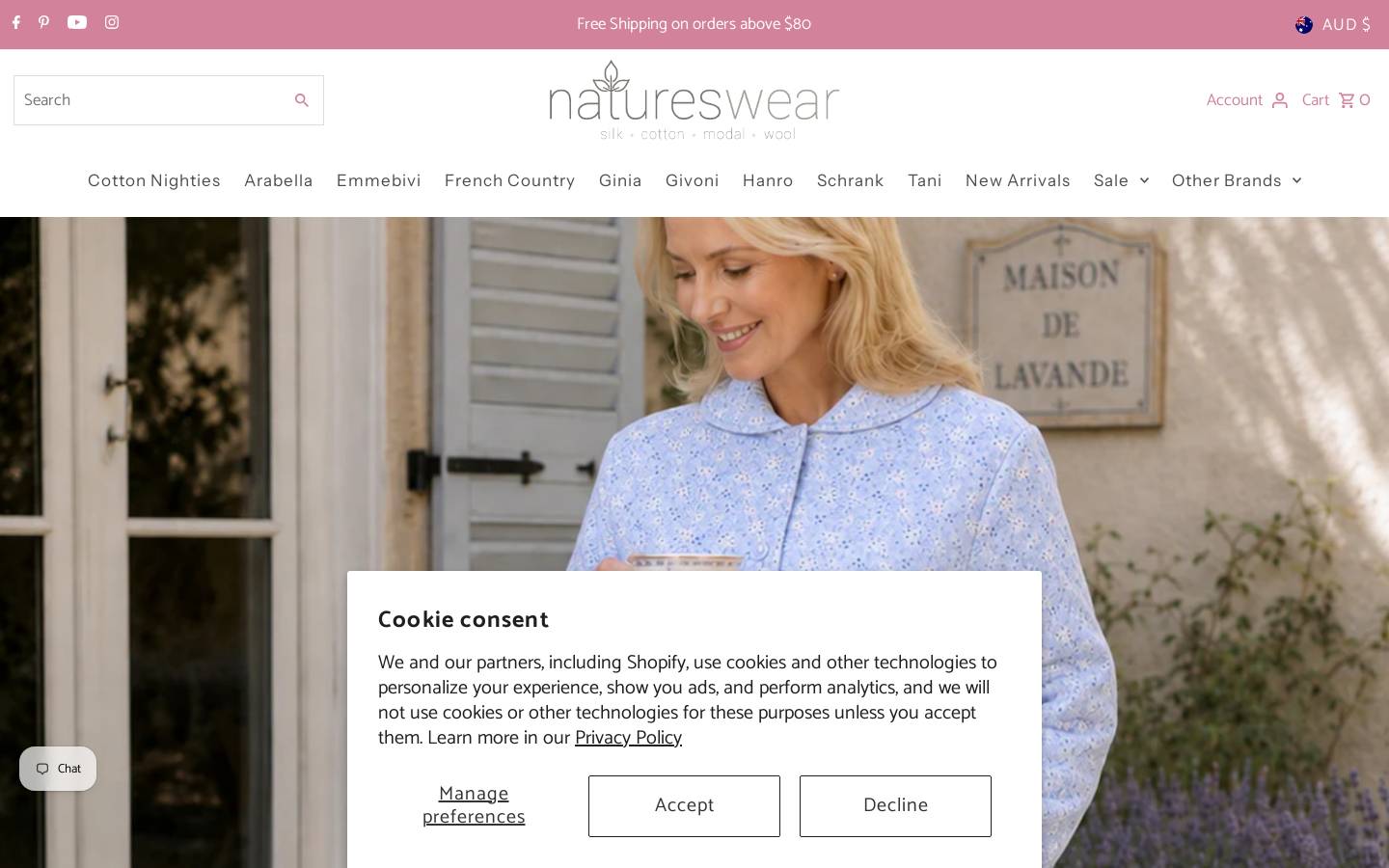 natureswear.com.au homepage screenshot