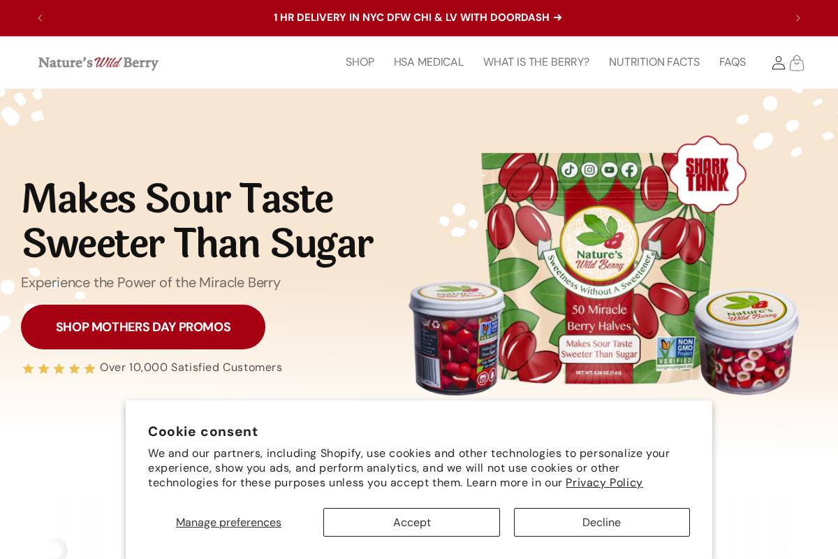 Natures Wild Berry homepage screenshot