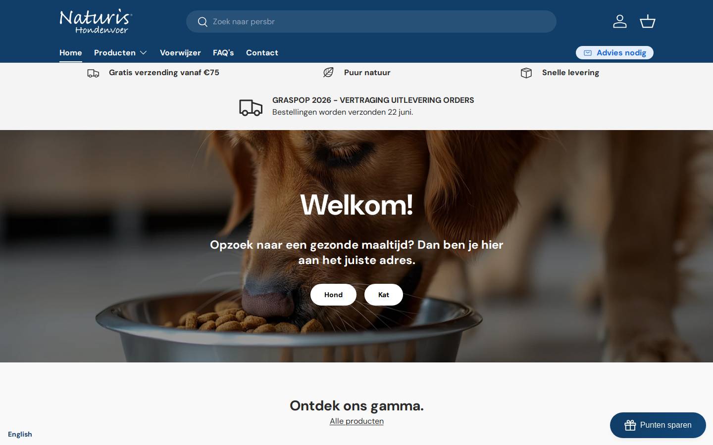 naturishondenvoer.be homepage screenshot