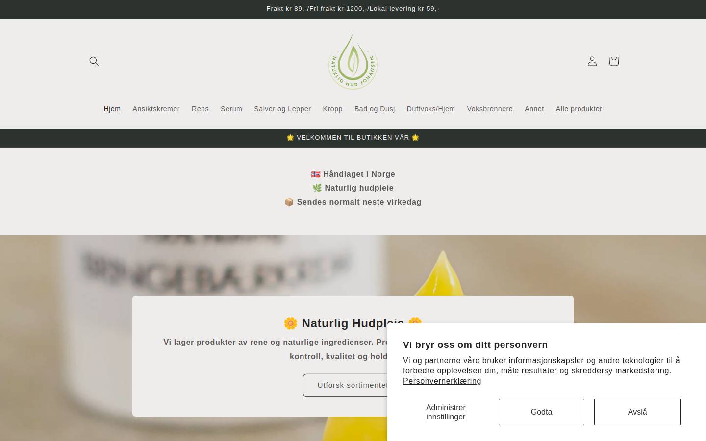 Naturlig Hud Johansen homepage screenshot