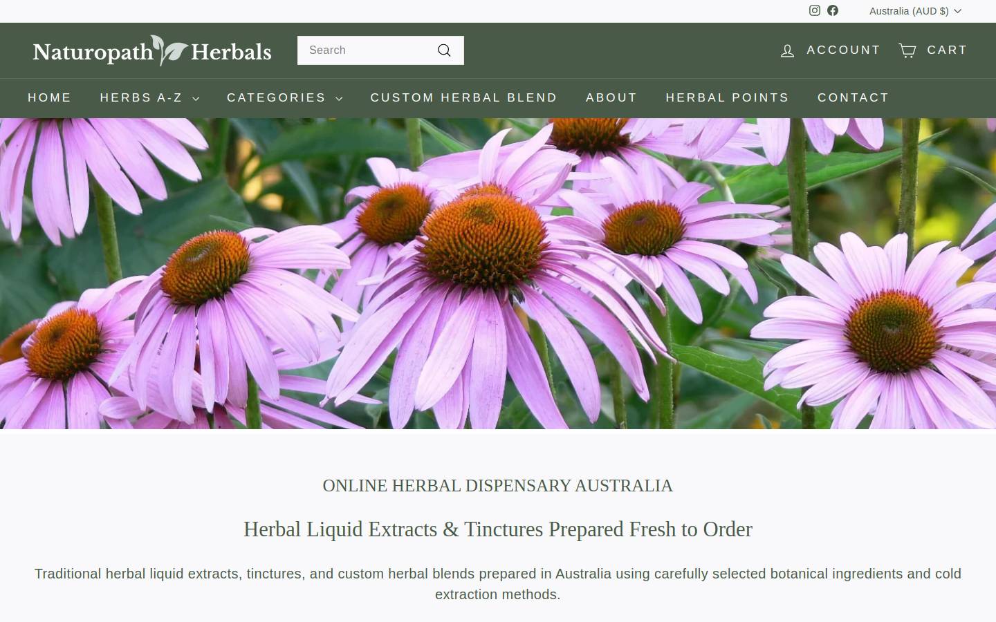 Naturopath Herbals homepage screenshot