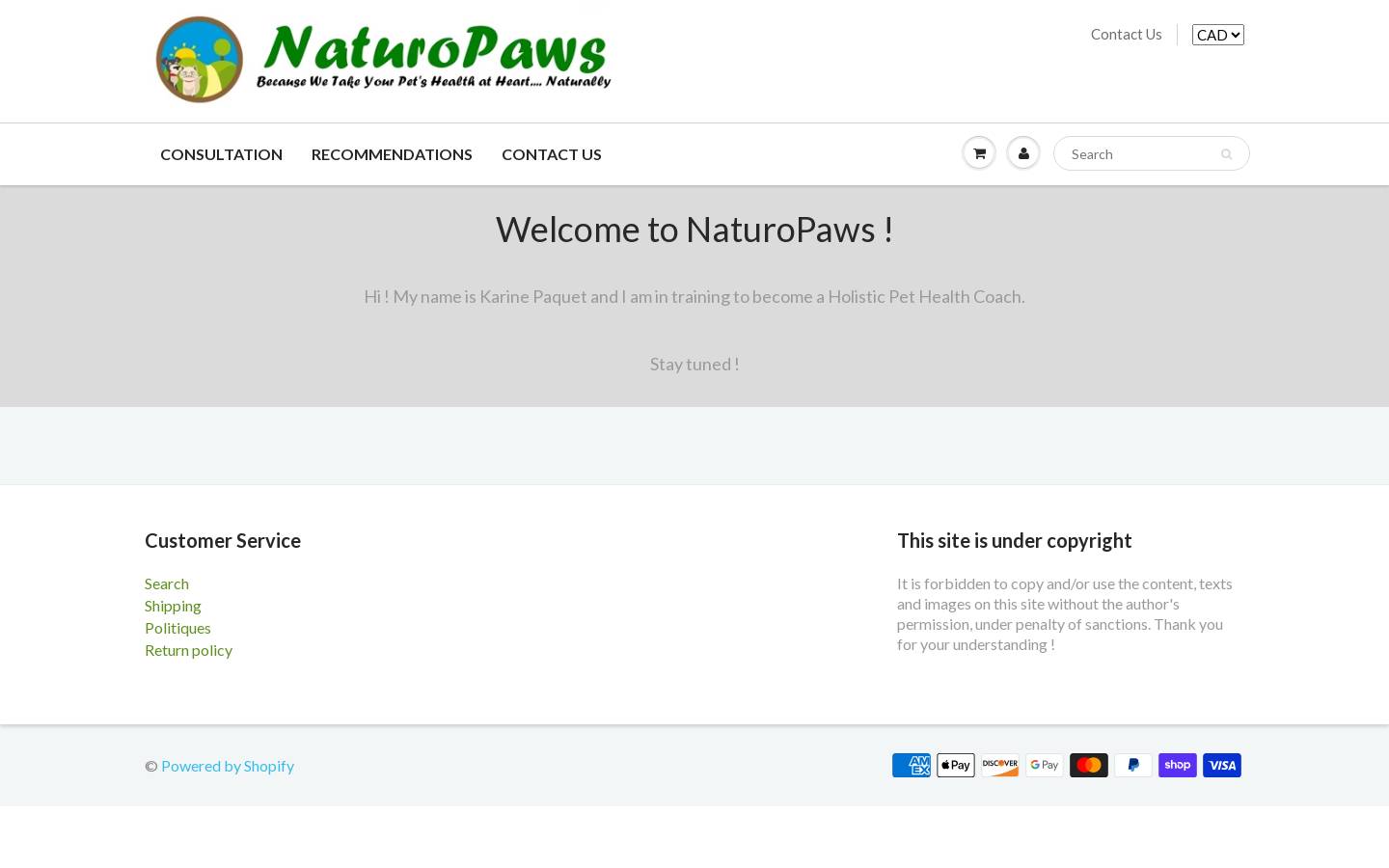 naturopaws.com homepage screenshot