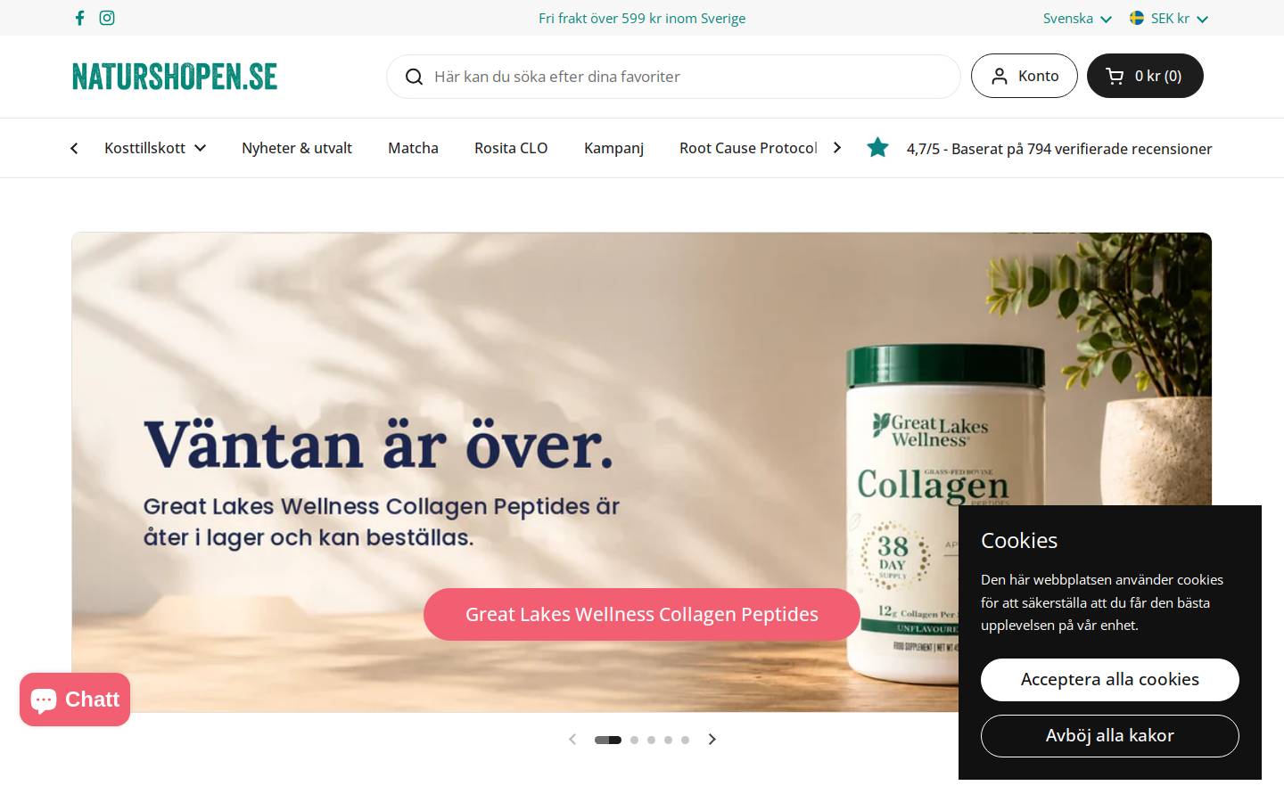 Naturshopen homepage screenshot
