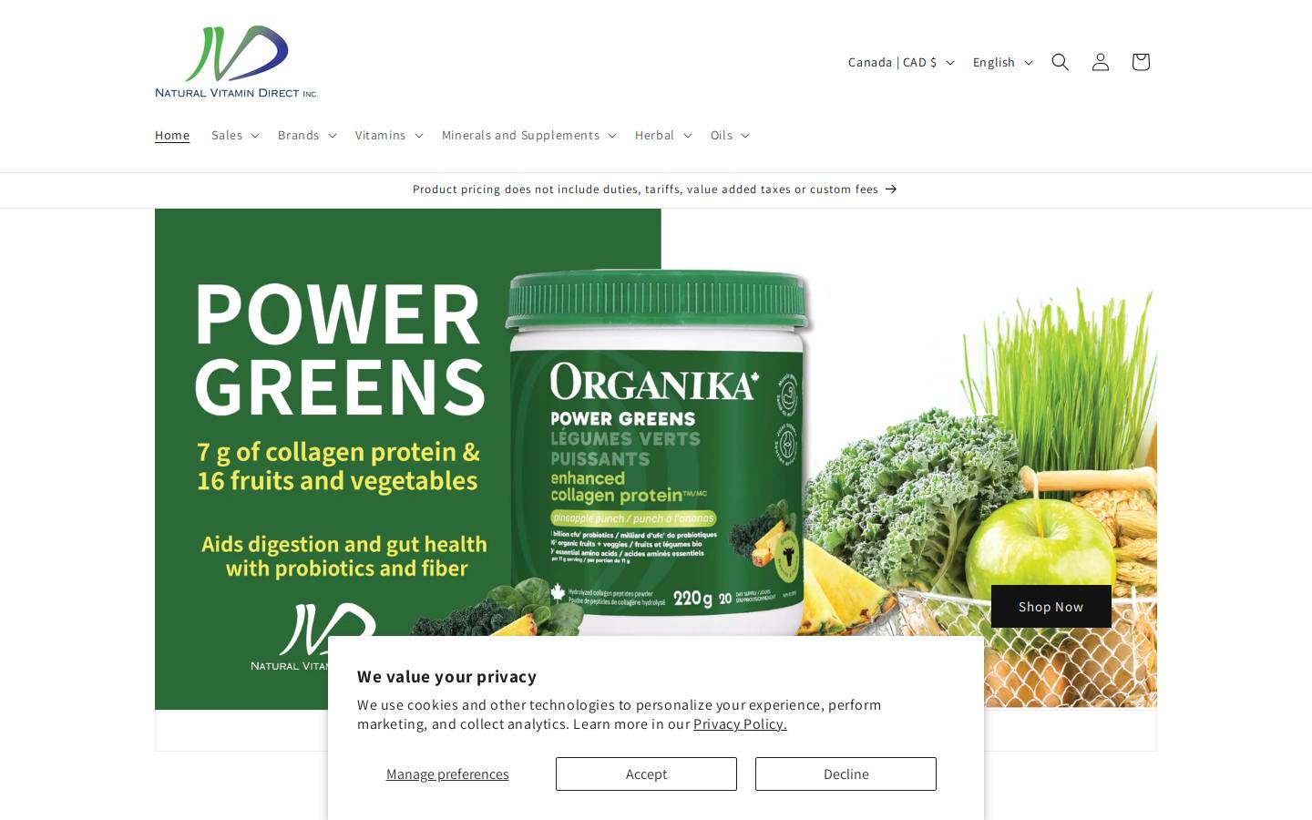 NaturalVitaminDirect homepage screenshot