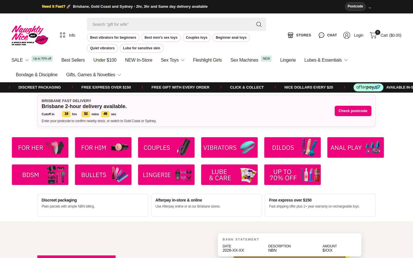 naughtybutnicecannonhill.com.au homepage screenshot