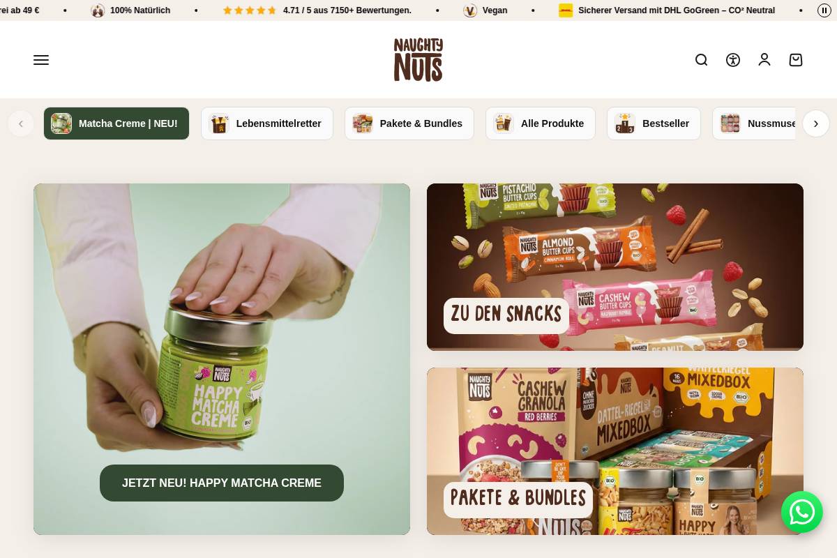 Naughty Nuts homepage screenshot