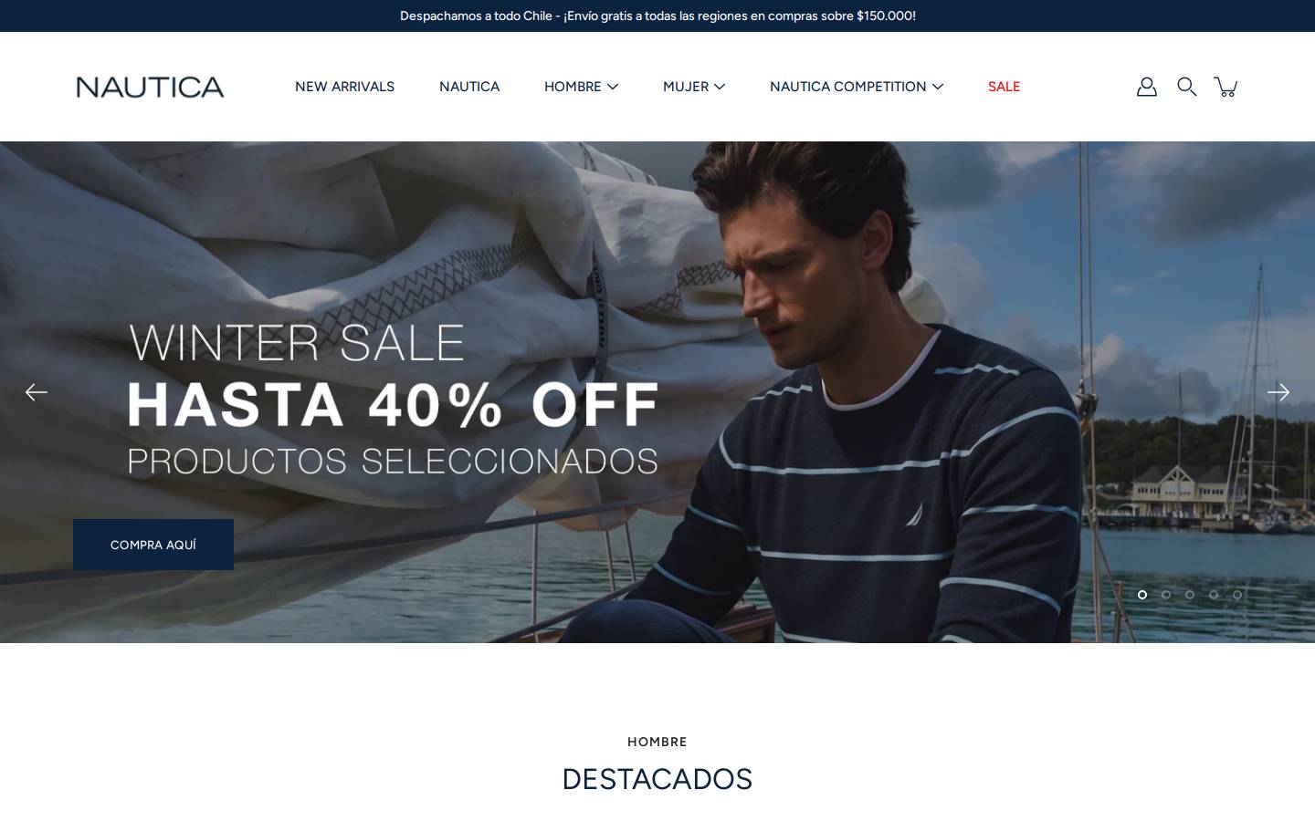 Nautica homepage screenshot