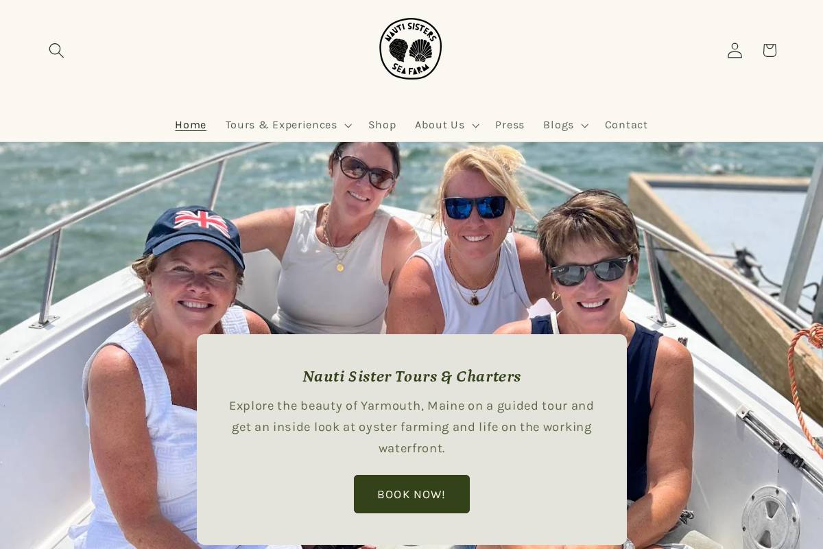 nautisistersseafarm.com homepage screenshot