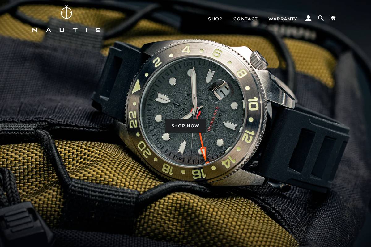 nautiswatches.com homepage screenshot