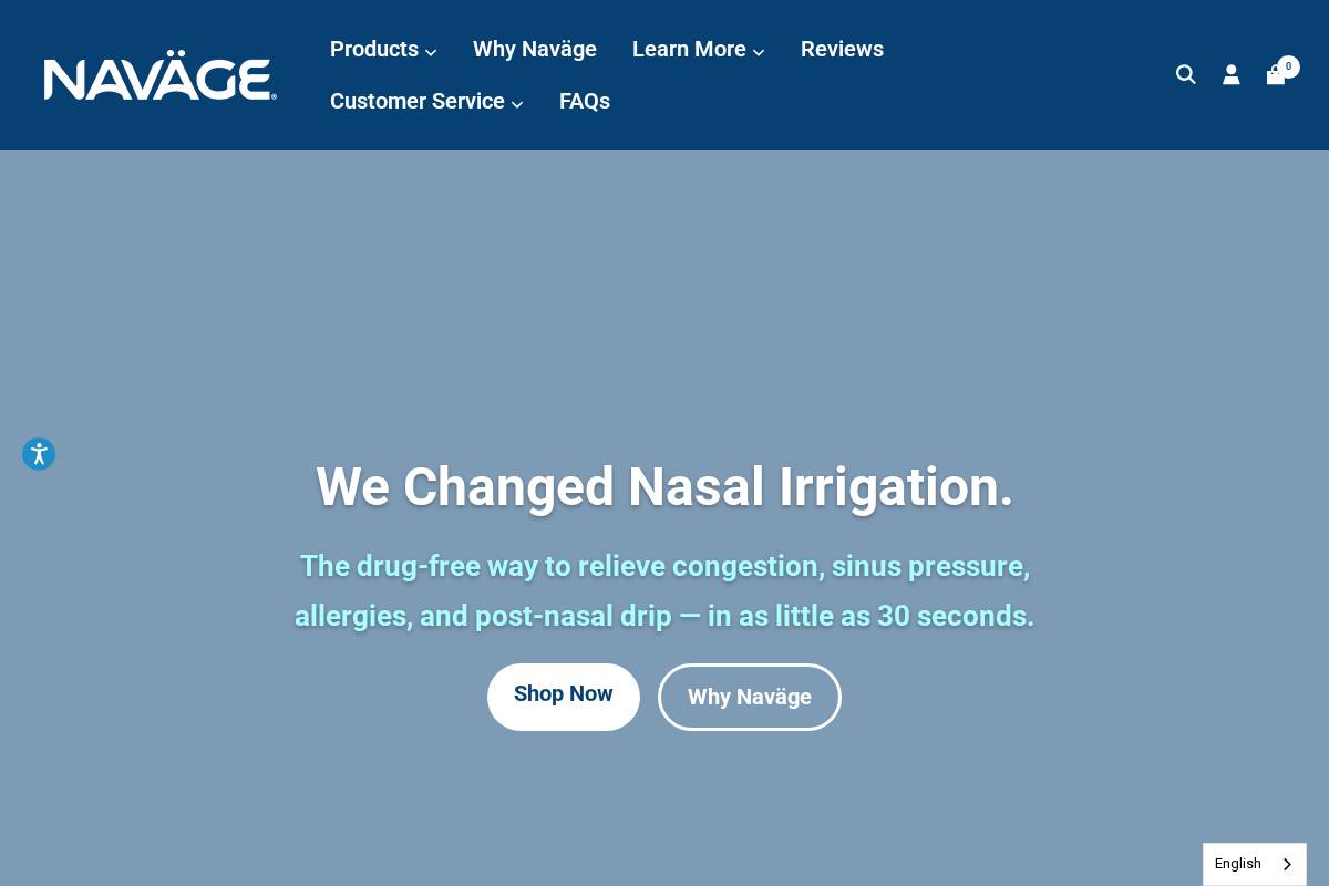 Navage Nasal Care homepage screenshot