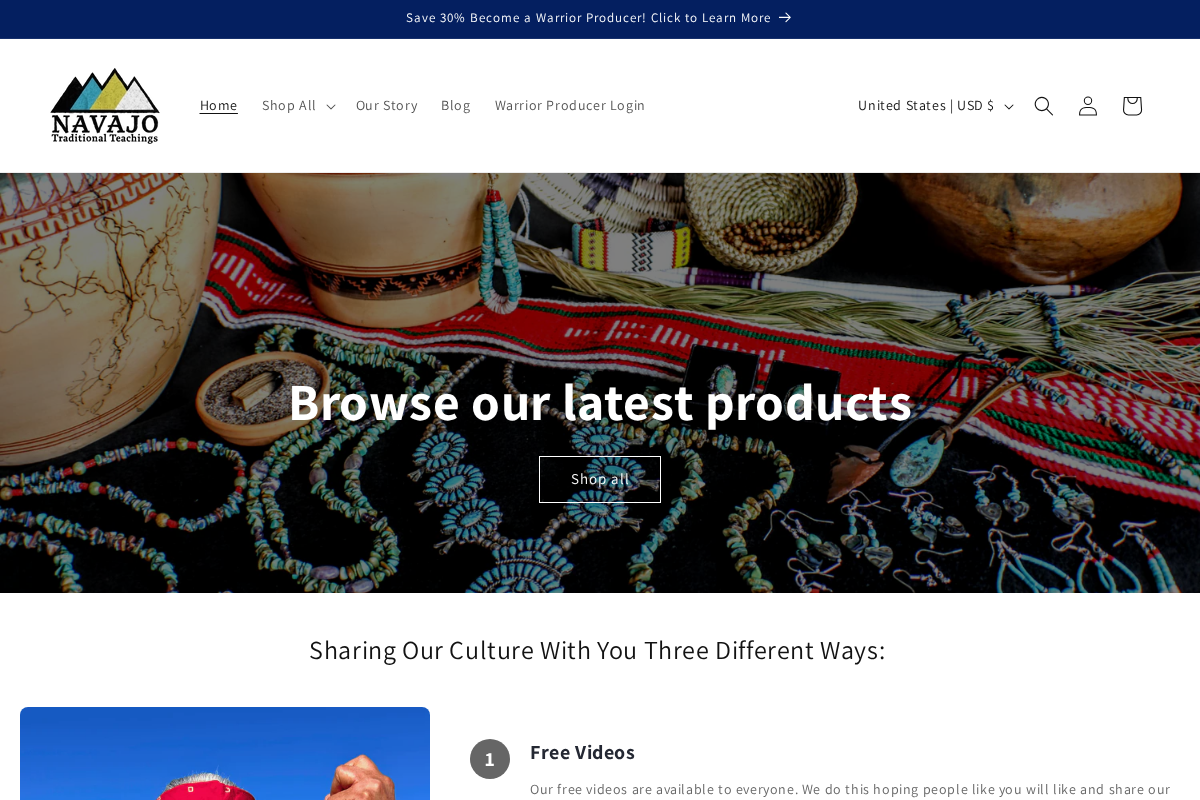 Navajo Traditional Teachings homepage screenshot