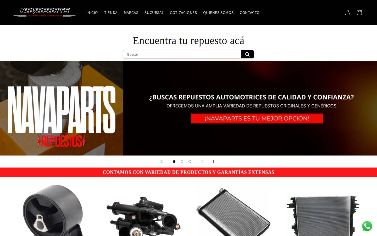 navaparts.cl homepage screenshot