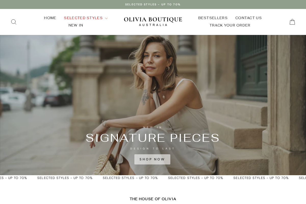 Olivia Boutique AU homepage screenshot