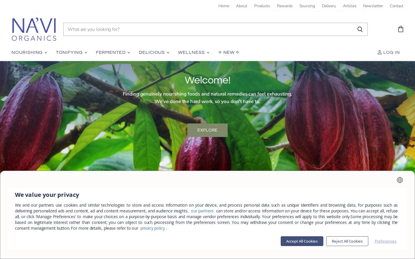 naviorganics.co.uk homepage screenshot