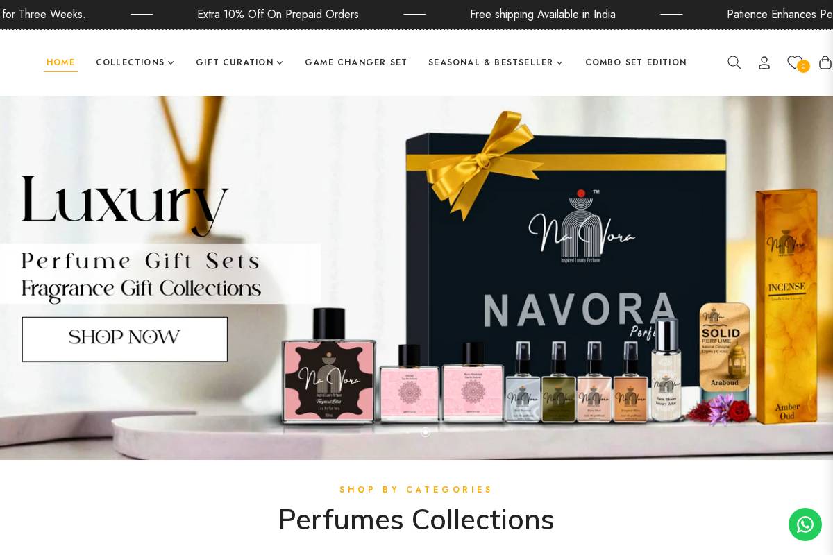 navoraperfumes.com homepage screenshot