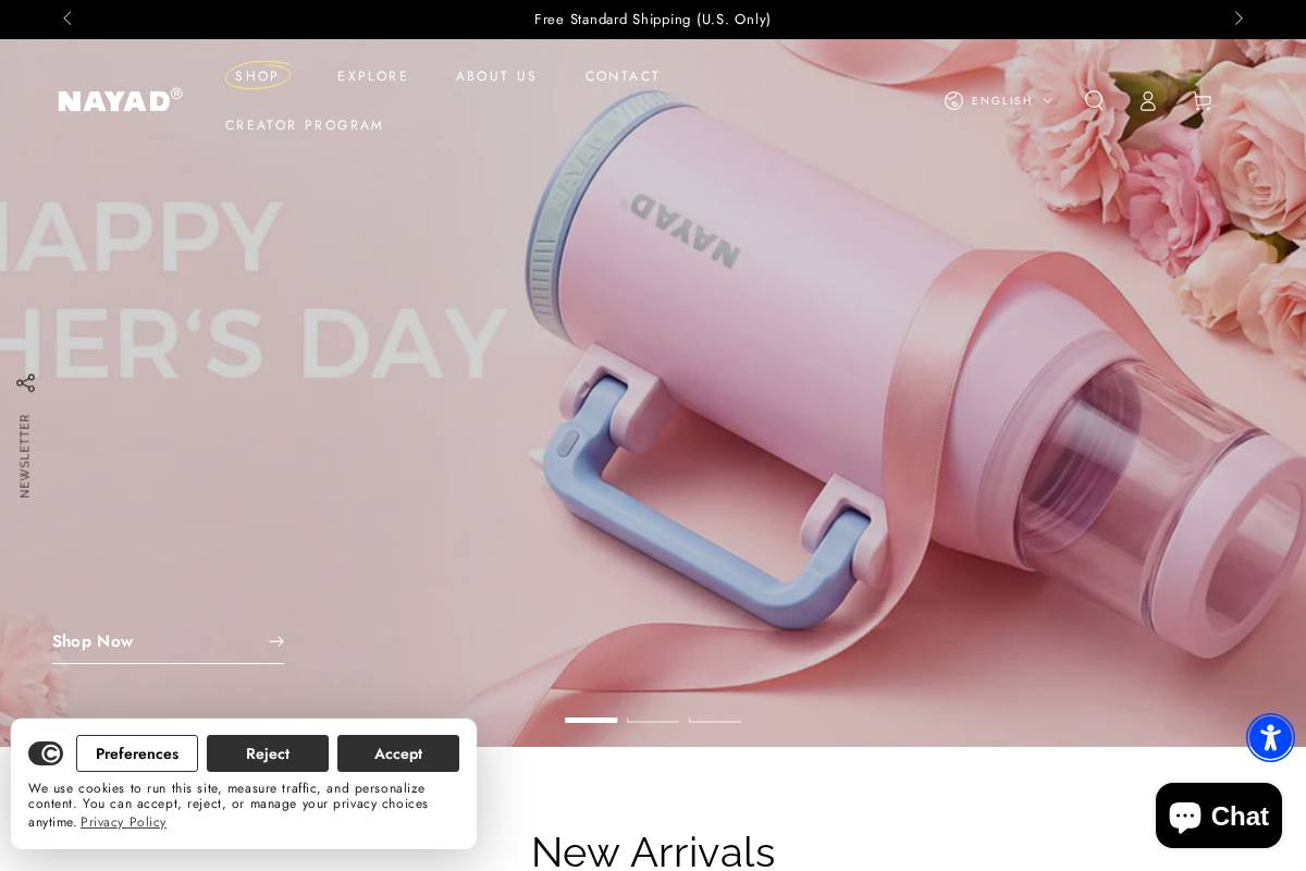 Nayad homepage screenshot