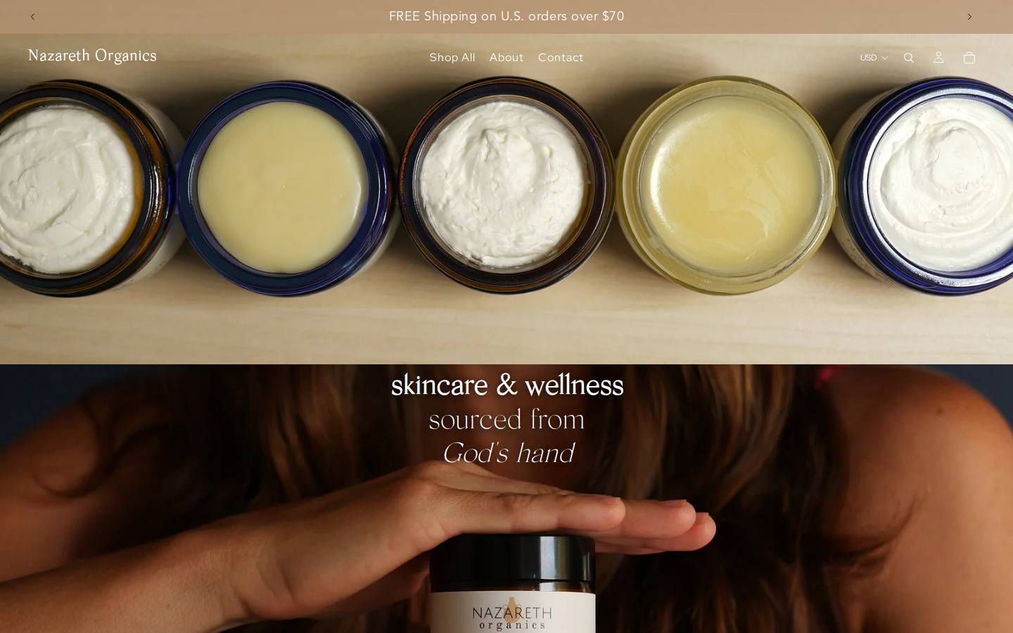 nazareth-organics.com homepage screenshot