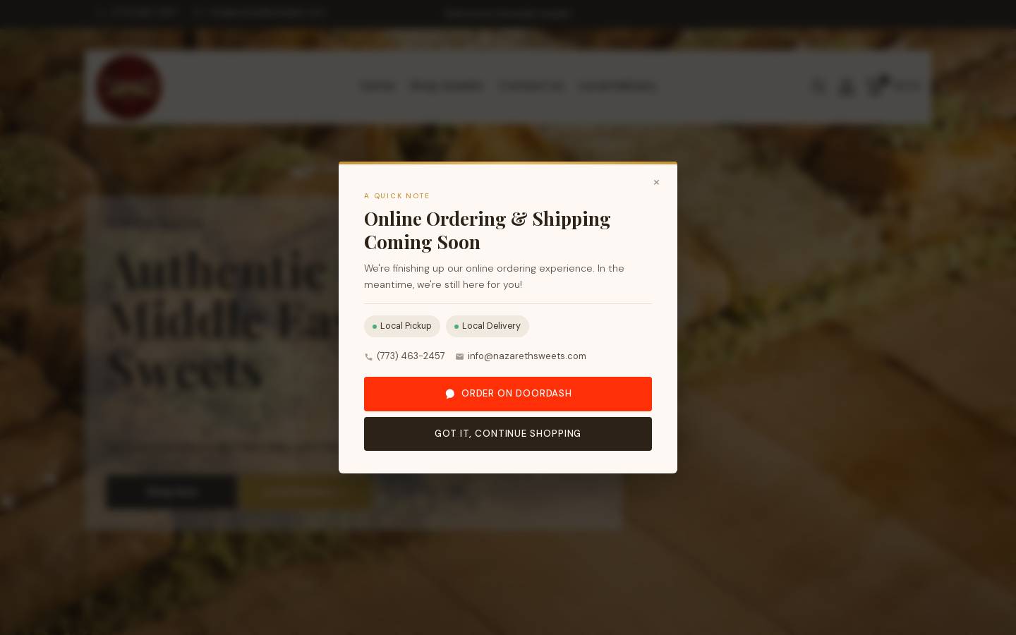 nazarethsweets.com homepage screenshot