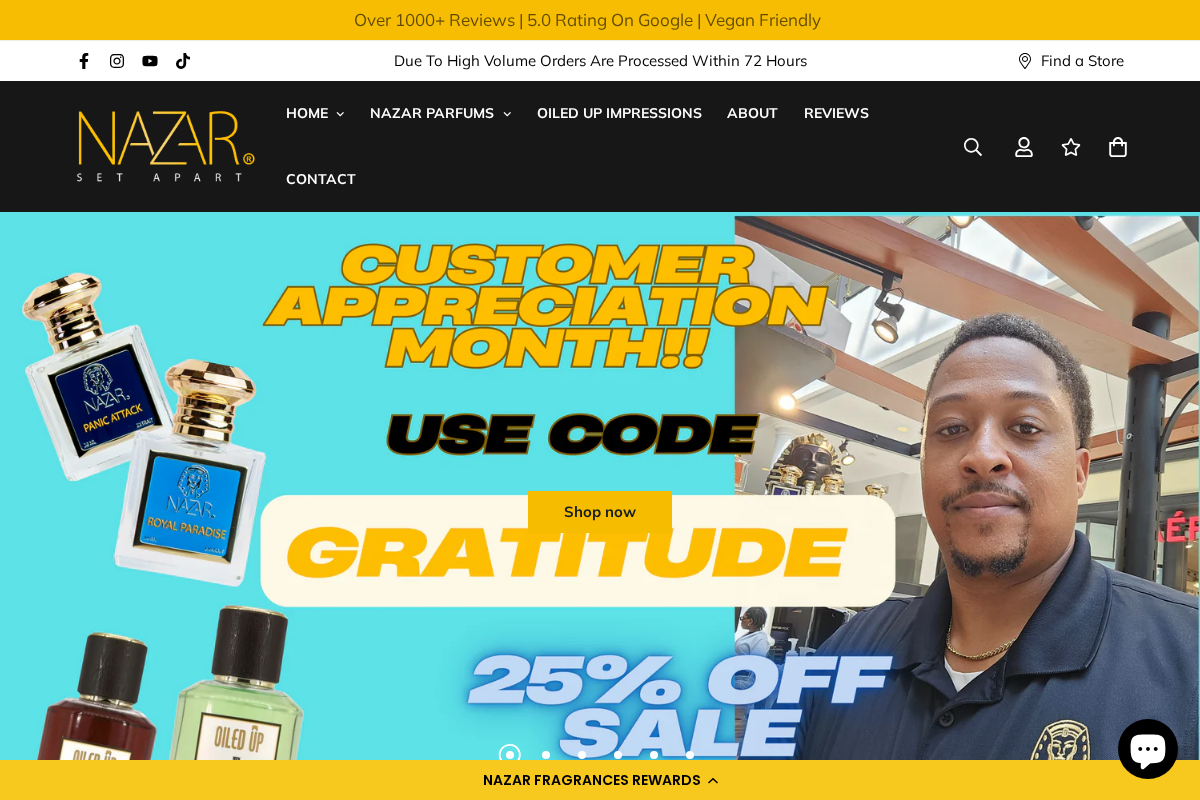 Nazar Fragrances homepage screenshot