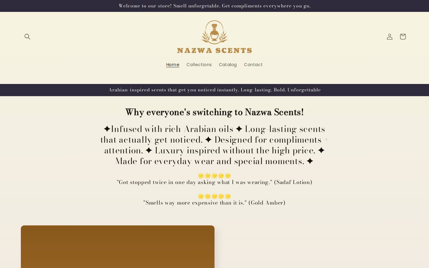 nazwascents.com homepage screenshot