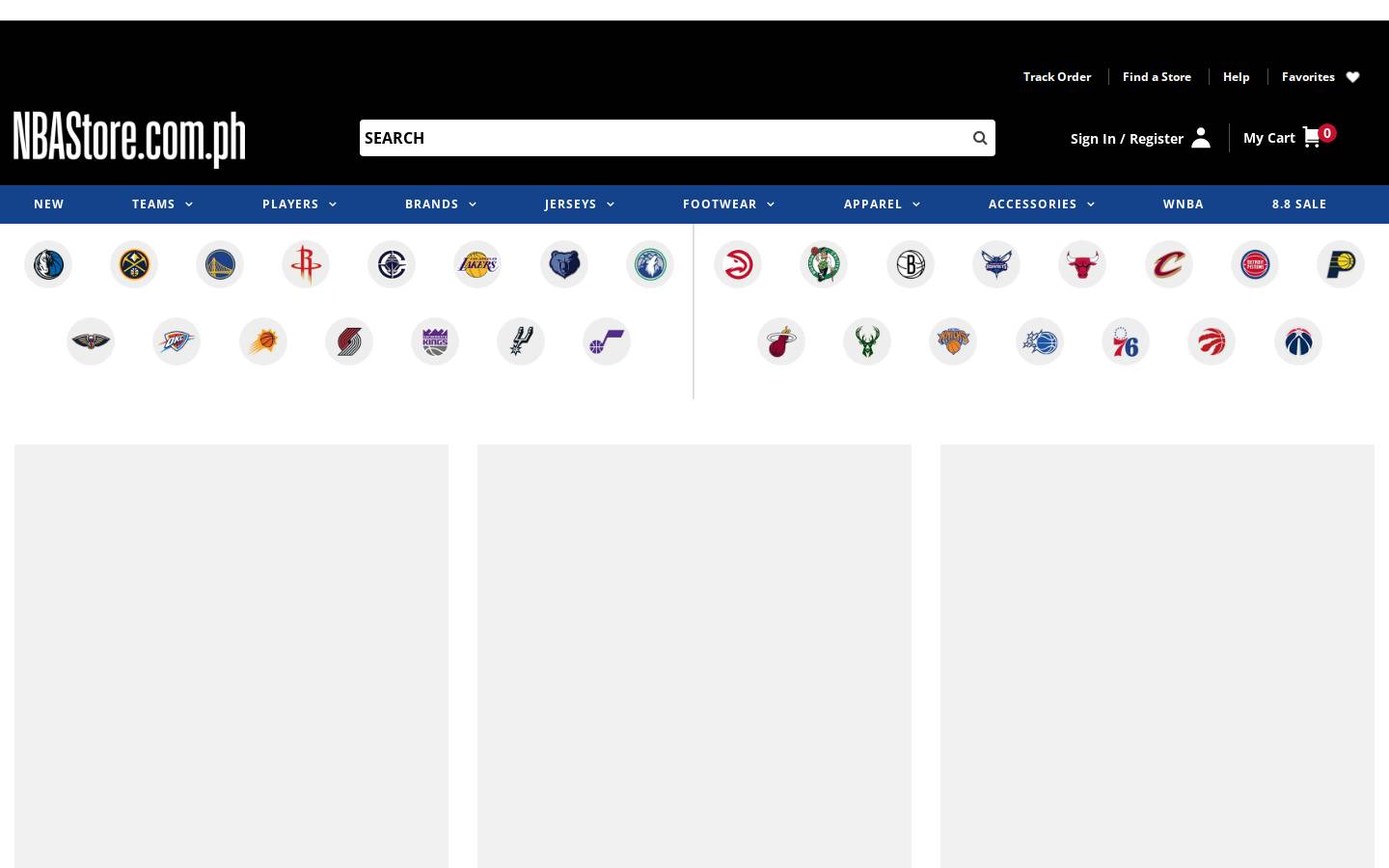 NBAstore homepage screenshot