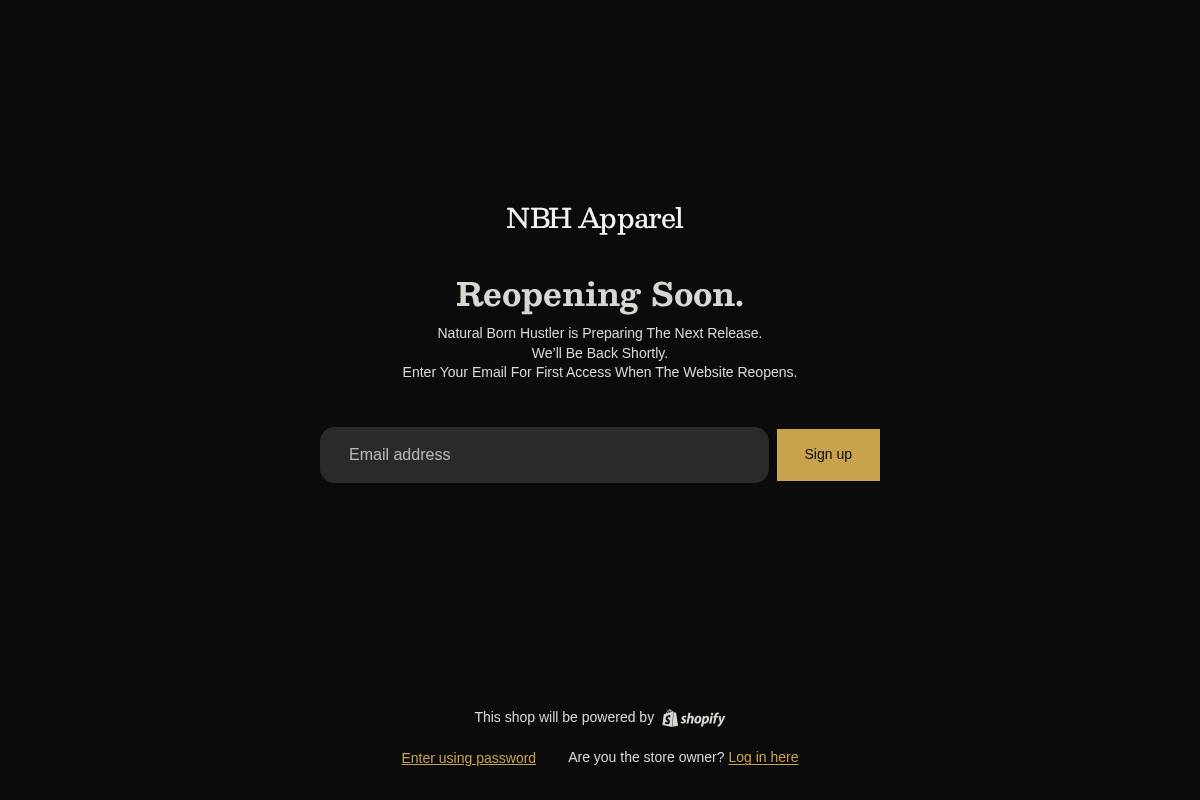 nbhapparel.com homepage screenshot