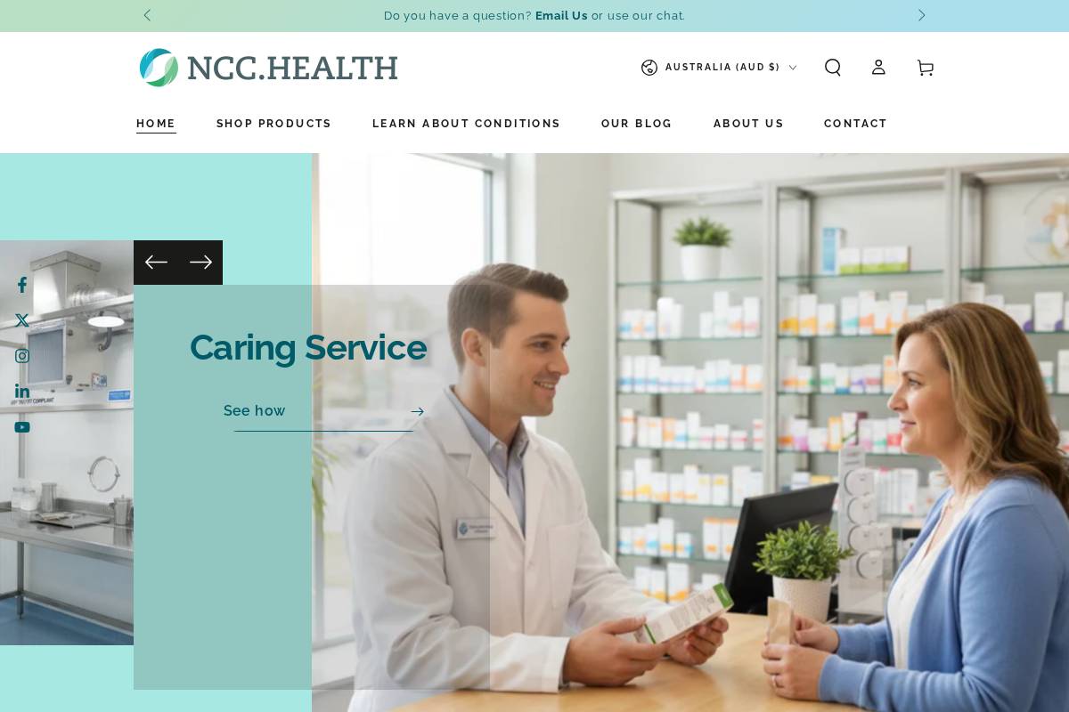 nccshop.com.au homepage screenshot