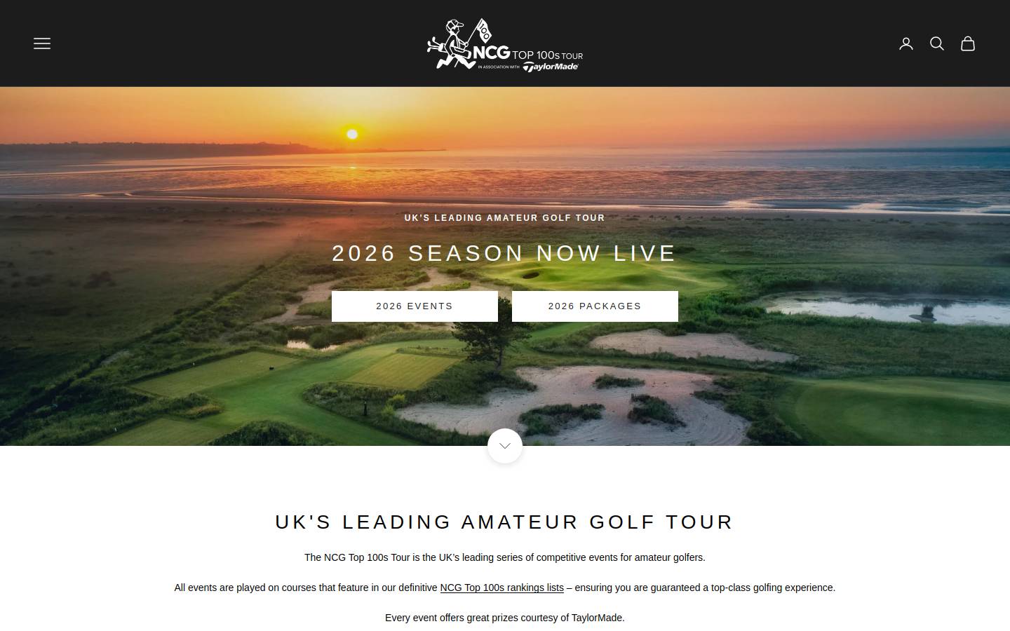 NCG Top 100s Tour homepage screenshot